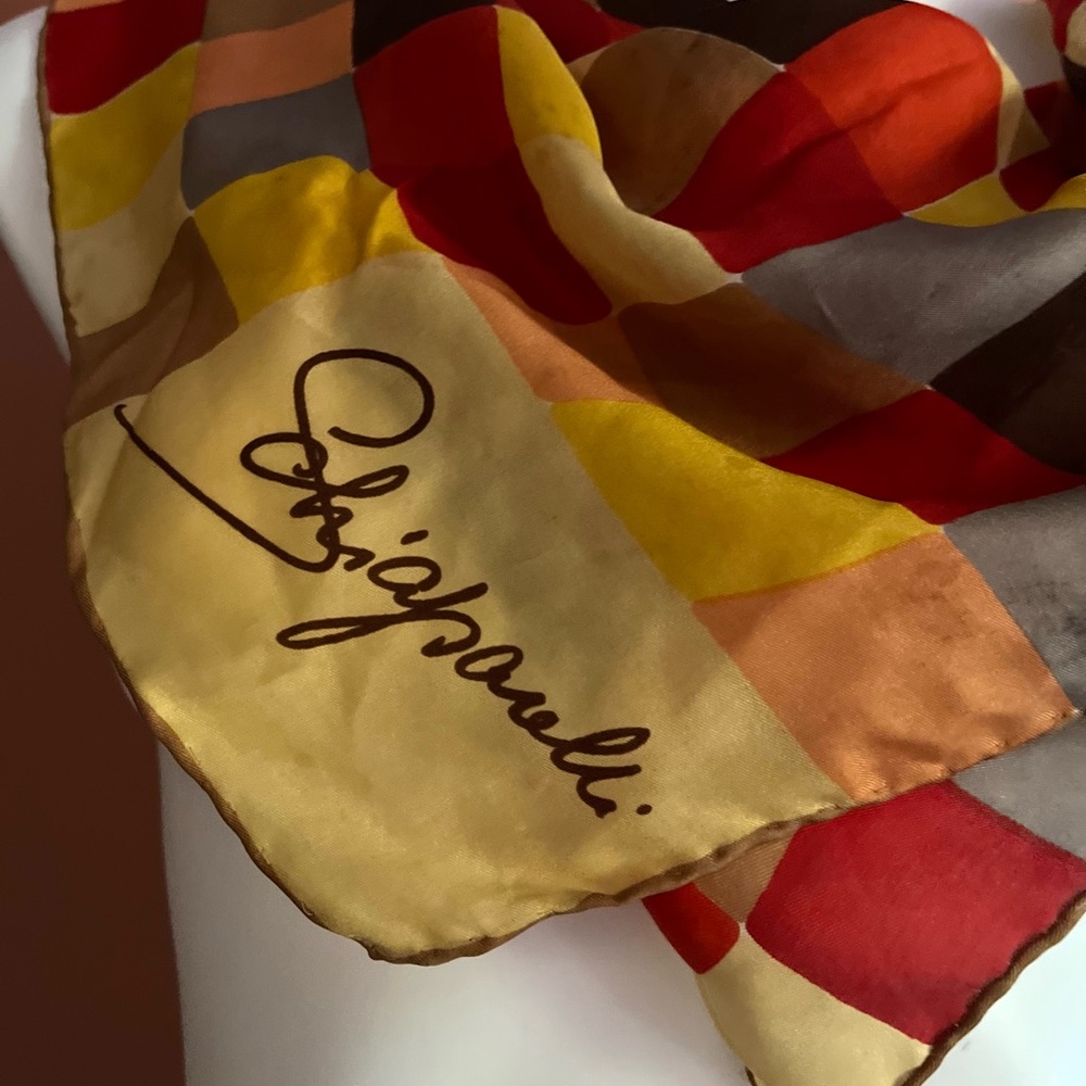 Schiaparelli Vintage Color Block Square Silk Scarf - Picture 4 of 8